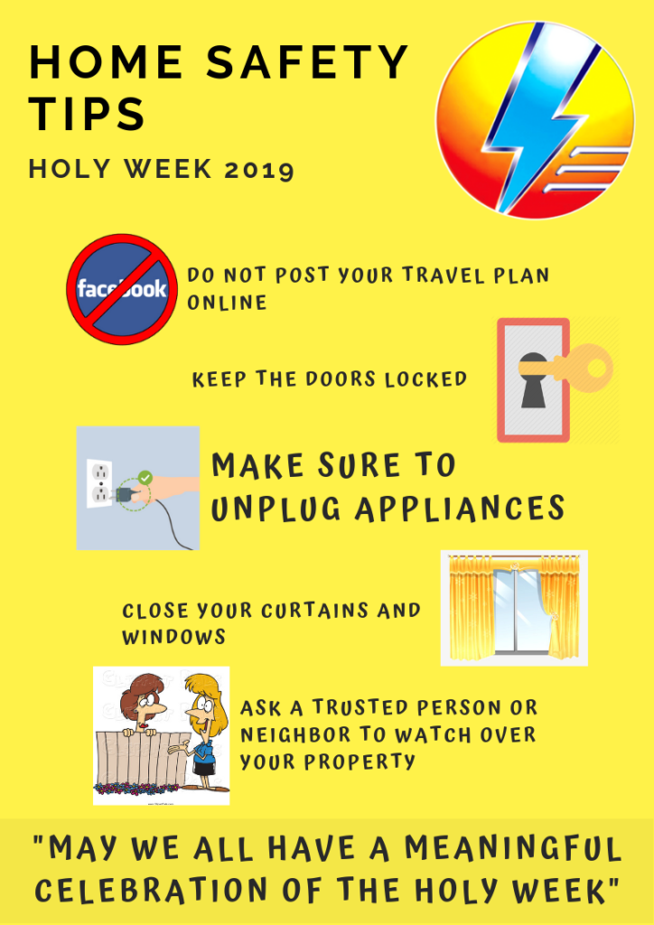 HOME SAFETY TIPS FOR HOLY WEEK 2019 Socoteco 2