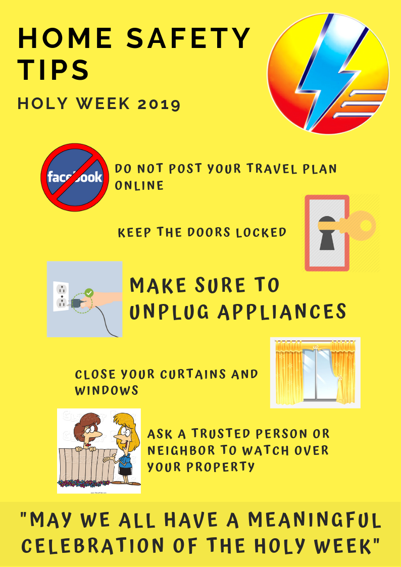 HOME SAFETY TIPS FOR HOLY WEEK 2019