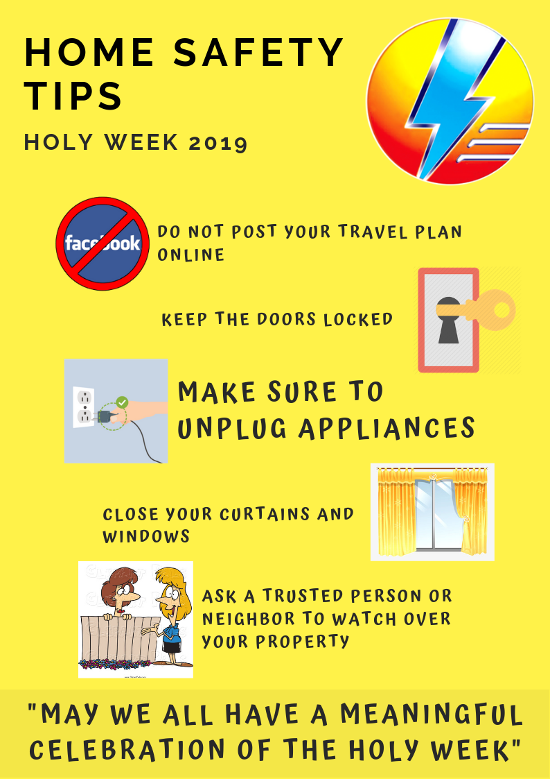  HOME  SAFETY  TIPS  FOR HOLY WEEK 2019 Socoteco 2