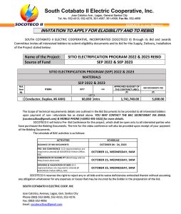 INVITATION TO APPLY FOR ELIGIBILITY AND TO BID (SEP) 2022 & 2023